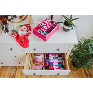 Органайзер для белья «Ваниль», 18 ячеек, 33×24×12 см, цвет розово-бежевый Органайзер для белья «Ваниль», 18 ячеек, 33×24×12 см, цвет розово-бежевый