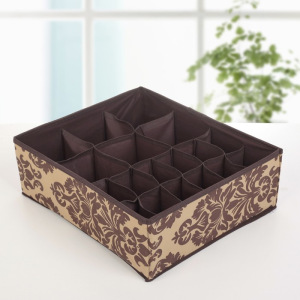 Органайзер для белья «Вензель», 18 ячеек, 35×30×12 см, цвет коричнево-бежевый Органайзер для белья «Вензель», 18 ячеек, 35×30×12 см, цвет коричнево-бежевый