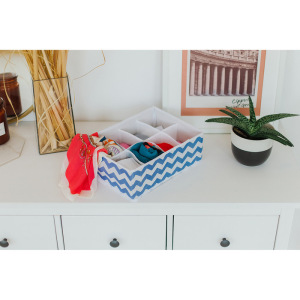 Органайзер для белья «Зигзаг», 32×24×12 см, 8 ячеек, цвет синий Органайзер для белья «Зигзаг», 32×24×12 см, 8 ячеек, цвет синий