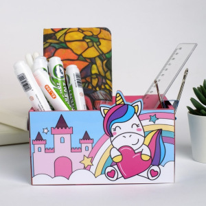 Органайзер для канцтоваров "Единорог с сердечком" розовый замок, 100 х 150 х 80 мм Органайзер для канцтоваров "Единорог с сердечком" розовый замок, 100 х 150 х 80 мм