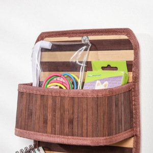 Органайзер с карманами подвесной, 50×20×10 см, бамбук, цвет коричнево-бежевый Органайзер с карманами подвесной, 50×20×10 см, бамбук, цвет коричнево-бежевый