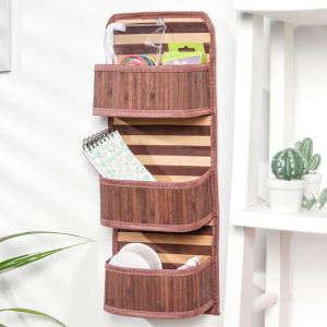 Органайзер с карманами подвесной, 50×20×10 см, бамбук, цвет коричнево-бежевый Органайзер с карманами подвесной, 50×20×10 см, бамбук, цвет коричнево-бежевый