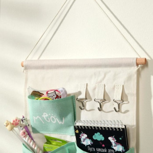 Органайзер с карманами подвесной Доляна «Мяу», 3 отделения, 30×34 см, цвет бирюзовый Органайзер с карманами подвесной Доляна «Мяу», 3 отделения, 30×34 см, цвет бирюзовый