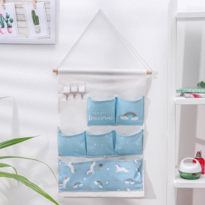 Органайзер с карманами подвесной «Единорожек» 6 отделений, 50×35 см, цвет голубой Органайзер с карманами подвесной «Единорожек» 6 отделений, 50×35 см, цвет голубой