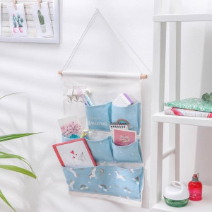 Органайзер с карманами подвесной «Единорожек» 6 отделений, 50×35 см, цвет голубой Органайзер с карманами подвесной «Единорожек» 6 отделений, 50×35 см, цвет голубой