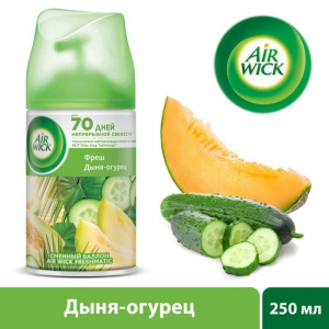Освежитель воздуха Airwick Freshmatic Тропические фантазии «Дыня-огурец», сменный баллон, 250 мл Освежитель воздуха Airwick Freshmatic Тропические фантазии «Дыня-огурец», сменный баллон, 250 мл