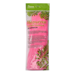 Перчатки хозяйственные резиновые Доляна, вельвет внутри , размер L, цвет розовый Перчатки хозяйственные резиновые Доляна, вельвет внутри , размер L, цвет розовый