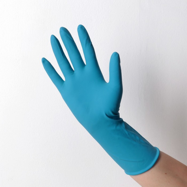 Перчатки латексные неопудренные High Risk, размер L, 31,4 гр, 50 шт/уп, цена за 1 шт, цвет голубой