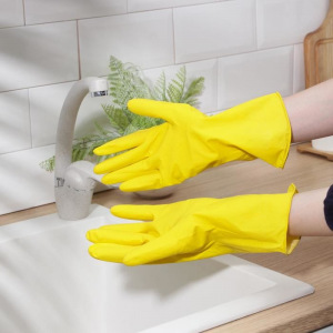 Перчатки латексные с внутренним х/б напылением A.D.M, размер XL, 40 гр, цвет жёлтый Перчатки латексные с внутренним х/б напылением A.D.M, размер XL, 40 гр, цвет жёлтый