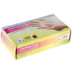 Перчатки виниловые одноразовые неопудренные A.D.M, размер L, 100 шт/уп Перчатки виниловые одноразовые неопудренные A.D.M, размер L, 100 шт/уп