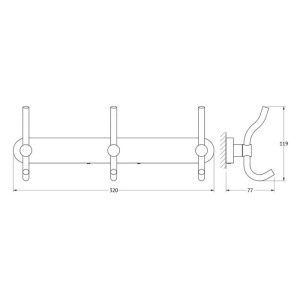 Планка с тремя крючками-вешалками 32 см, хром, ARTWELLE Планка с тремя крючками-вешалками 32 см, хром, ARTWELLE