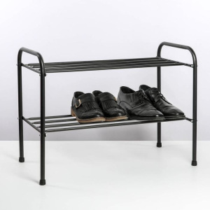 Подставка для обуви, 2 яруса, 65×32×48,5 см, цвет чёрный Подставка для обуви, 2 яруса, 65×32×48,5 см, цвет чёрный