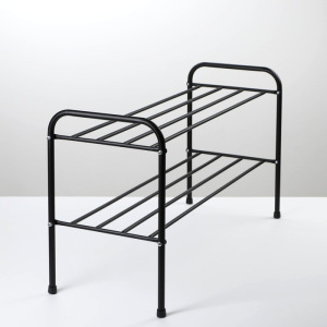 Подставка для обуви, 2 яруса, 82,5×32×48,5 см, цвет чёрный Подставка для обуви, 2 яруса, 82,5×32×48,5 см, цвет чёрный