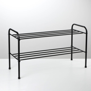 Подставка для обуви, 2 яруса, 82,5×32×48,5 см, цвет чёрный Подставка для обуви, 2 яруса, 82,5×32×48,5 см, цвет чёрный