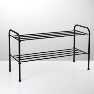 Подставка для обуви, 2 яруса, 82,5×32×48,5 см, цвет чёрный Подставка для обуви, 2 яруса, 82,5×32×48,5 см, цвет чёрный