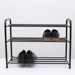 Подставка для обуви, 3 яруса, 65×30×48 см, цвет чёрный Подставка для обуви, 3 яруса, 65×30×48 см, цвет чёрный