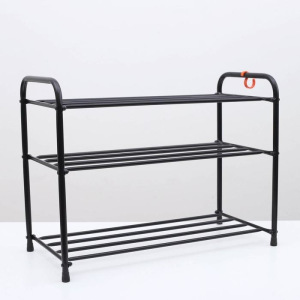 Подставка для обуви, 3 яруса, 65×30×48 см, цвет чёрный Подставка для обуви, 3 яруса, 65×30×48 см, цвет чёрный