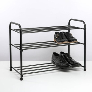 Подставка для обуви, 3 яруса, 65×32×48,5 см, цвет чёрный Подставка для обуви, 3 яруса, 65×32×48,5 см, цвет чёрный
