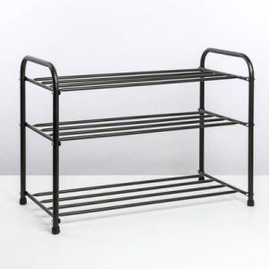 Подставка для обуви, 3 яруса, 65×32×48,5 см, цвет чёрный Подставка для обуви, 3 яруса, 65×32×48,5 см, цвет чёрный