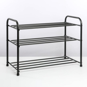 Подставка для обуви, 3 яруса, 65×32×48,5 см, цвет чёрный Подставка для обуви, 3 яруса, 65×32×48,5 см, цвет чёрный