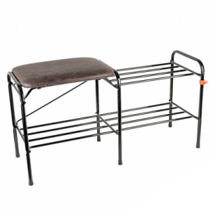 Подставка для обуви с сиденьем, 2 яруса, 89×30×45 см, цвет чёрный Подставка для обуви с сиденьем, 2 яруса, 89×30×45 см, цвет чёрный