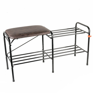 Подставка для обуви с сиденьем, 2 яруса, 89×30×45 см, цвет чёрный Подставка для обуви с сиденьем, 2 яруса, 89×30×45 см, цвет чёрный