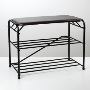 Подставка для обуви с сиденьем, 3 яруса, 65×32×48,5 см, цвет чёрный Подставка для обуви с сиденьем, 3 яруса, 65×32×48,5 см, цвет чёрный