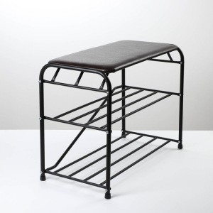 Подставка для обуви с сиденьем, 3 яруса, 65×32×48,5 см, цвет чёрный Подставка для обуви с сиденьем, 3 яруса, 65×32×48,5 см, цвет чёрный
