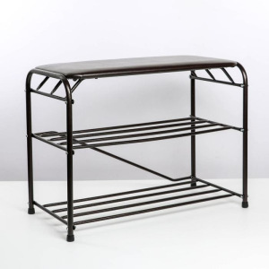 Подставка для обуви с сиденьем, 3 яруса, 65×32×48,5 см см, цвет медный антик Подставка для обуви с сиденьем, 3 яруса, 65×32×48,5 см см, цвет медный антик