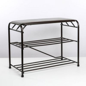 Подставка для обуви с сиденьем, 3 яруса, 65×32×48,5 см см, цвет медный антик Подставка для обуви с сиденьем, 3 яруса, 65×32×48,5 см см, цвет медный антик