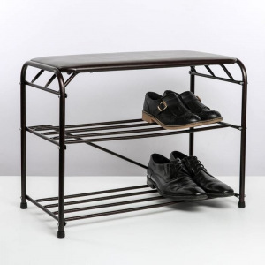 Подставка для обуви с сиденьем, 3 яруса, 65×32×48,5 см см, цвет медный антик Подставка для обуви с сиденьем, 3 яруса, 65×32×48,5 см см, цвет медный антик