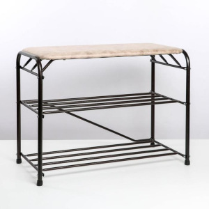 Подставка для обуви с сиденьем, 3 яруса, 65×32×48,5 см, замша, цвет медный антик Подставка для обуви с сиденьем, 3 яруса, 65×32×48,5 см, замша, цвет медный антик