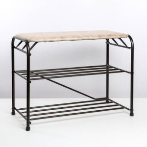 Подставка для обуви с сиденьем, 3 яруса, 65×32×48,5 см, замша, цвет медный антик Подставка для обуви с сиденьем, 3 яруса, 65×32×48,5 см, замша, цвет медный антик