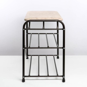 Подставка для обуви с сиденьем, 3 яруса, 65×32×48,5 см, замша, цвет медный антик Подставка для обуви с сиденьем, 3 яруса, 65×32×48,5 см, замша, цвет медный антик