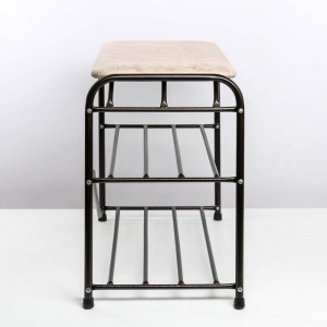 Подставка для обуви с сиденьем, 3 яруса, 65×32×48,5 см, замша, цвет медный антик Подставка для обуви с сиденьем, 3 яруса, 65×32×48,5 см, замша, цвет медный антик