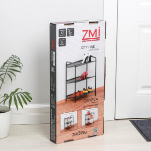 Подставка для обуви «Женева-13», 3 полки, 45×27×60 см, цвет чёрный Подставка для обуви «Женева-13», 3 полки, 45×27×60 см, цвет чёрный