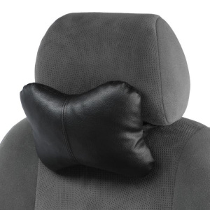 Подушка автомобильная косточка, на подголовник, экокожа, черный, 16х24 см Подушка автомобильная косточка, на подголовник, экокожа, черный, 16х24 см