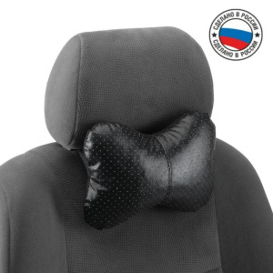 Подушка автомобильная косточка, на подголовник, экокожа перфорированная, черный 16х24 см Подушка автомобильная косточка, на подголовник, экокожа перфорированная, черный 16х24 см