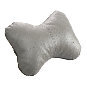 Подушка автомобильная косточка, на подголовник, экокожа перфорированная, серый 16х24 см Подушка автомобильная косточка, на подголовник, экокожа перфорированная, серый 16х24 см