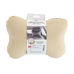 Подушка автомобильная косточка, на подголовник, велюр, бежевый, ромб, 16х24 см Подушка автомобильная косточка, на подголовник, велюр, бежевый, ромб, 16х24 см