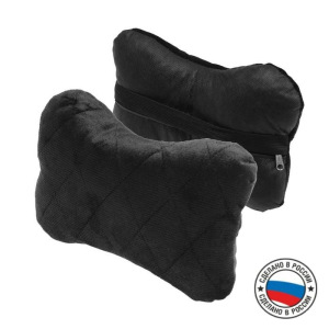 Подушка автомобильная косточка, на подголовник, велюр, черный, ромб, 16х24 см Подушка автомобильная косточка, на подголовник, велюр, черный, ромб, 16х24 см