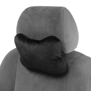 Подушка автомобильная косточка, на подголовник, велюр, черный, ромб, 16х24 см Подушка автомобильная косточка, на подголовник, велюр, черный, ромб, 16х24 см