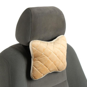 Подушка автомобильная косточка, на подголовник, велюр, ромб, бежевый 25х19 см, набор 2 шт Подушка автомобильная косточка, на подголовник, велюр, ромб, бежевый 25х19 см, набор 2 шт