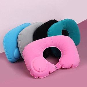 Подушка для шеи дорожная, надувная, с насосом, 47 × 27 см, цвет МИКС Подушка для шеи дорожная, надувная, с насосом, 47 × 27 см, цвет МИКС