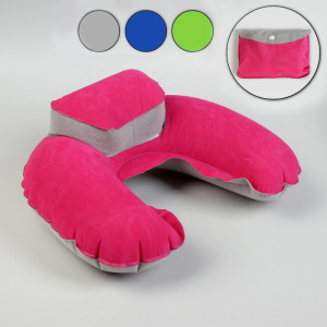 Подушка-воротник для шеи, с подголовником, надувная, в чехле, 43 × 28 см, цвет МИКС Подушка-воротник для шеи, с подголовником, надувная, в чехле, 43 × 28 см, цвет МИКС