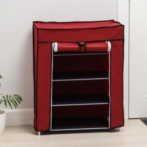 Полка для обуви, 4 яруса, 60×30×72 см, цвет бордовый Полка для обуви, 4 яруса, 60×30×72 см, цвет бордовый