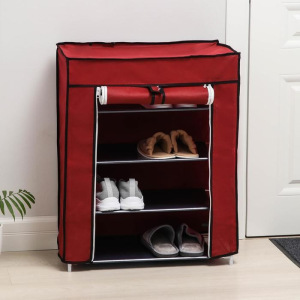 Полка для обуви, 4 яруса, 60×30×72 см, цвет бордовый Полка для обуви, 4 яруса, 60×30×72 см, цвет бордовый