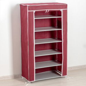 Полка для обуви, 6 ярусов, 60×28×105 см, цвет бордовый Полка для обуви, 6 ярусов, 60×28×105 см, цвет бордовый