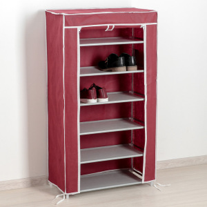 Полка для обуви, 6 ярусов, 60×28×105 см, цвет бордовый Полка для обуви, 6 ярусов, 60×28×105 см, цвет бордовый
