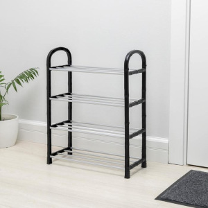 Полка для обуви Доляна, 4 яруса, 42×19×55 см, цвет чёрный Полка для обуви Доляна, 4 яруса, 42×19×55 см, цвет чёрный